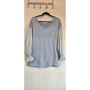 Pilcro Blue Top With Puffy Sleeves Anthropologie Brand Size Medium Spring Beach